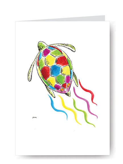 Colorful Sea Turtle, 4.25x5.5 notecards, Set of 10,
 $16.00