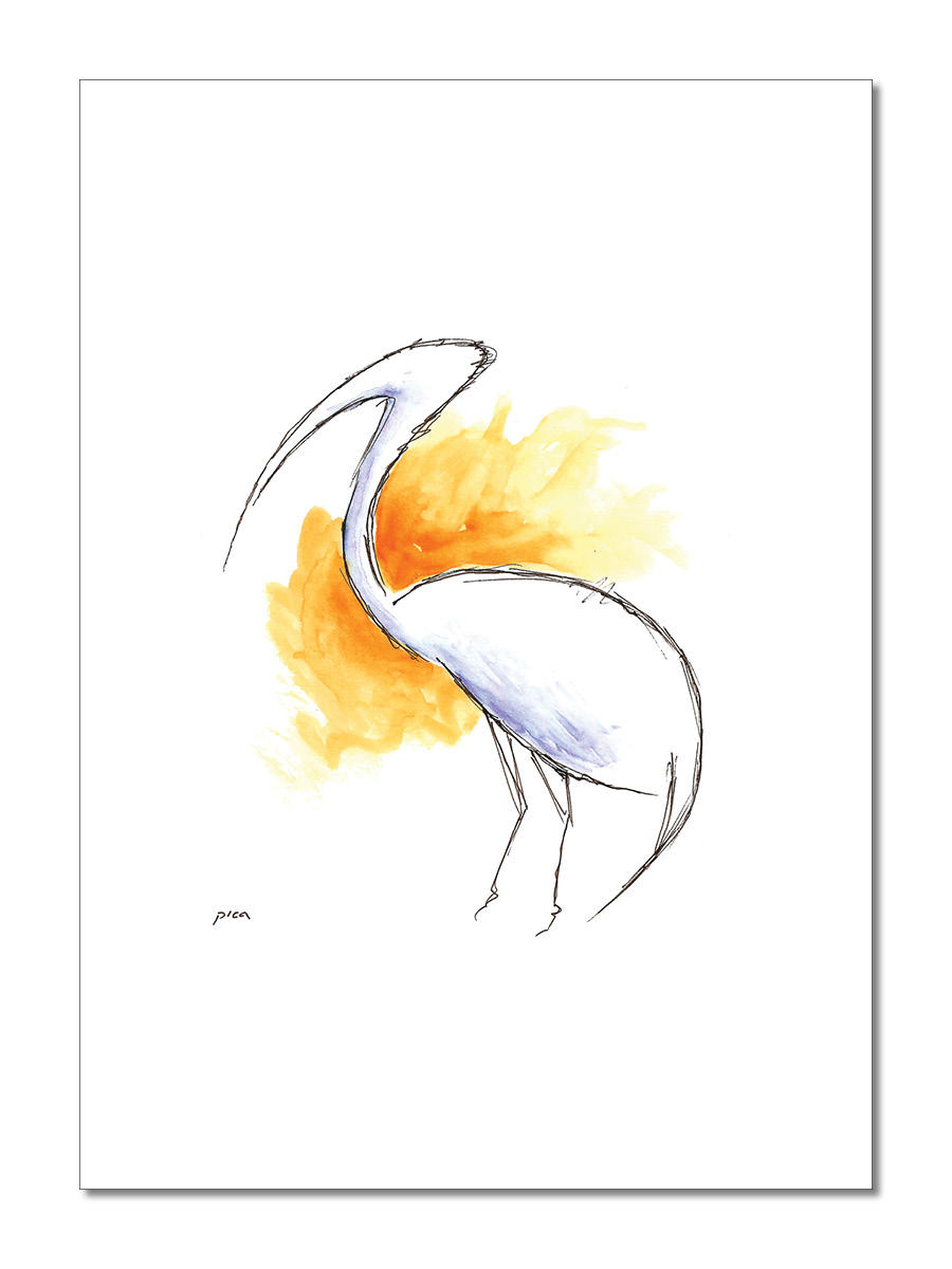 Abstract Ibis, Pen & Ink with Watercolor, 5x7 inches (approximate), $495.00